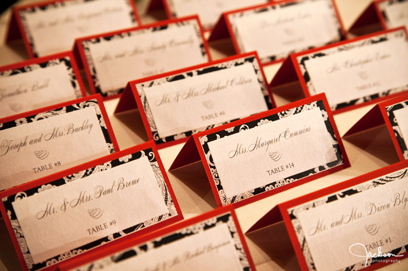 Red Black and Silver Place Cards A brilliantly designed set of red black 