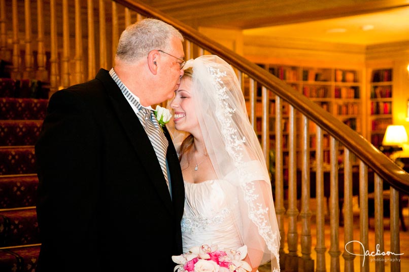 Harbor Court Baltimore Wedding-7 father kissing bride on the cheek