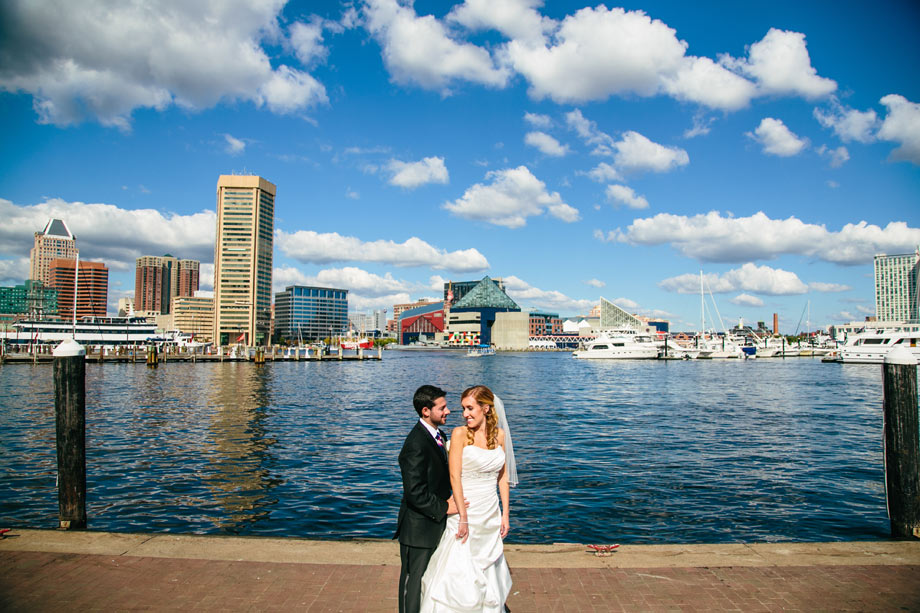 bride and groom at the inner harbor