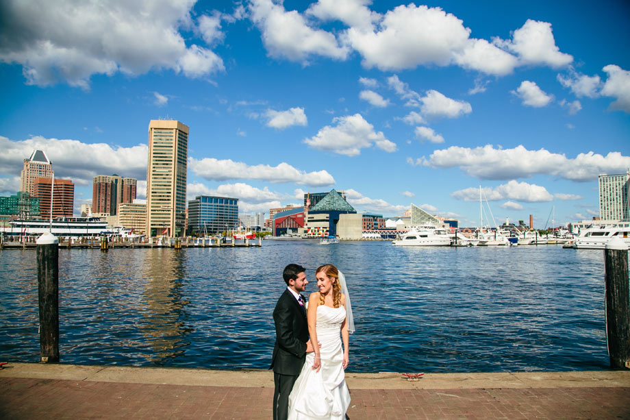 bride and groom at the inner harbor