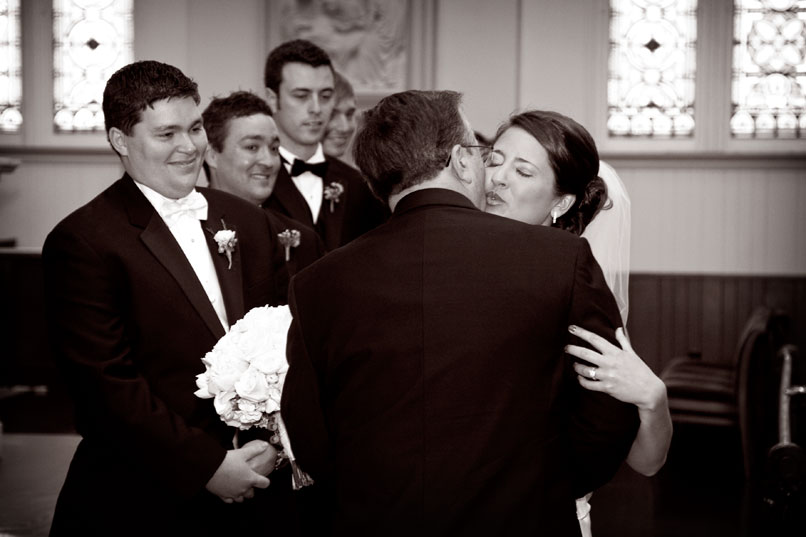 bride hugging father