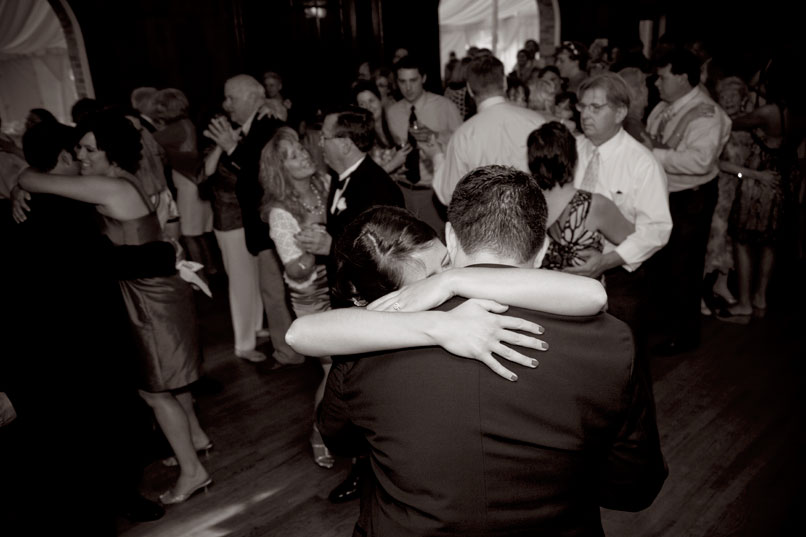 bride embracing groom