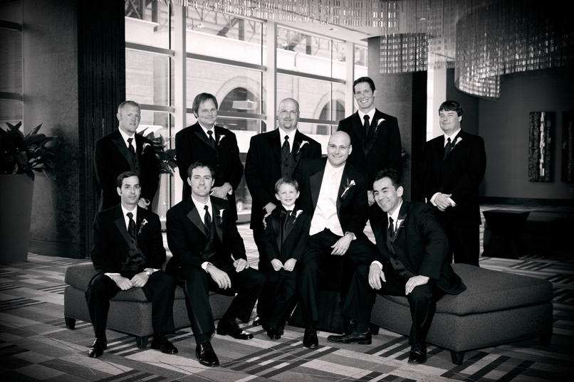 groom and groomsmen black and white