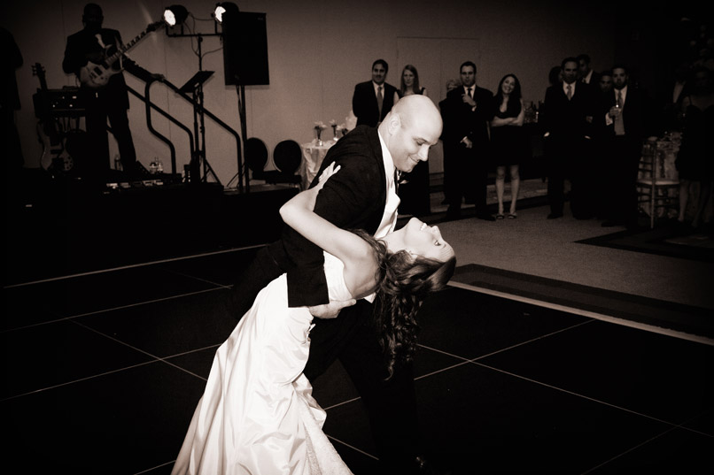 bride and groom dancing