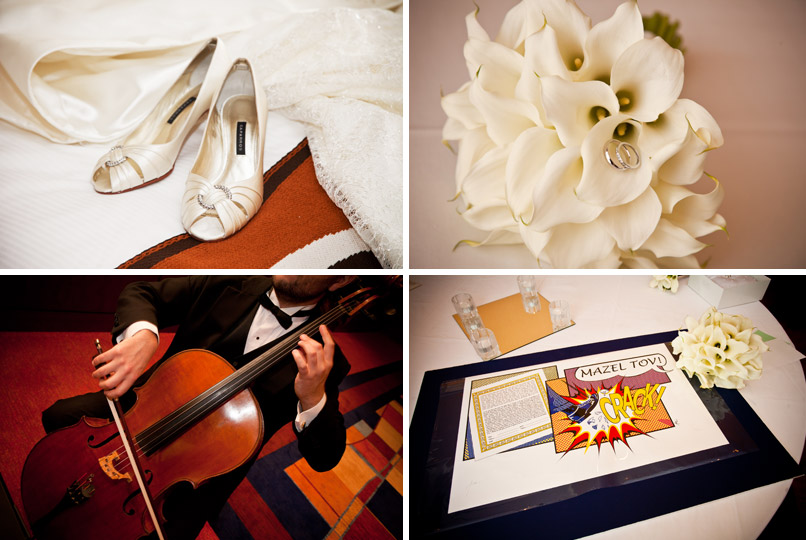 shoes flowers cello and ketubah