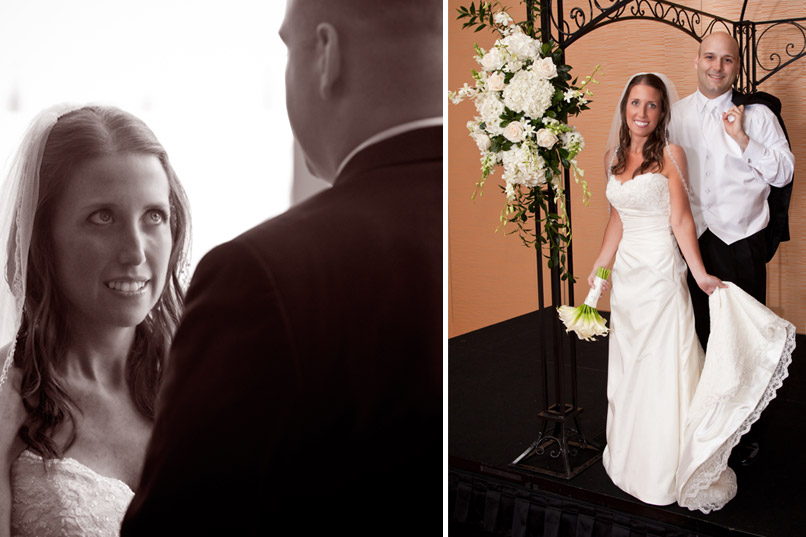 bride looking at groom formal