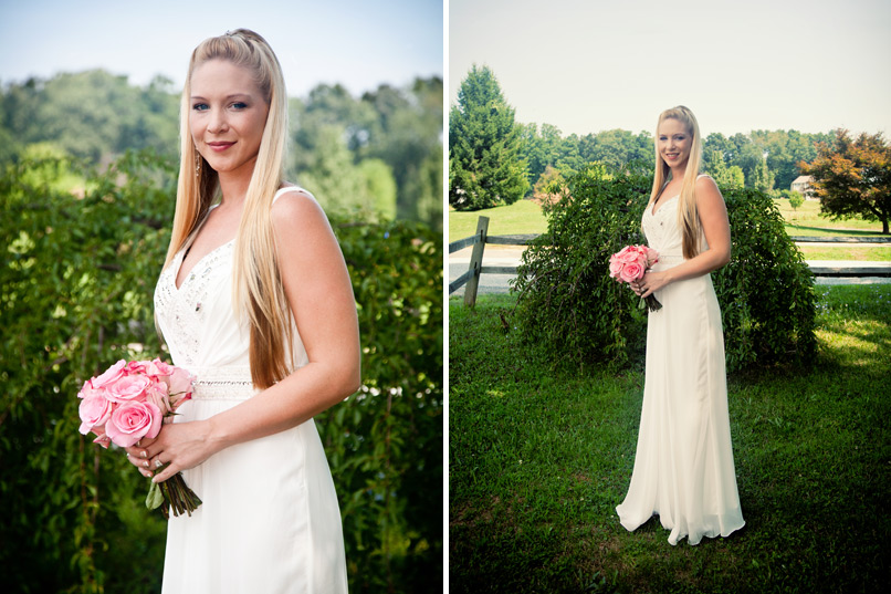 Bride With Pink Roses on Farm