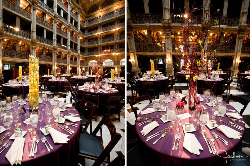 elaborate table set up at peabody library
