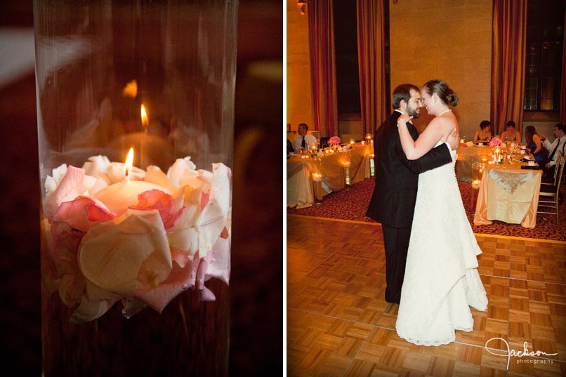 bride and groom dancing