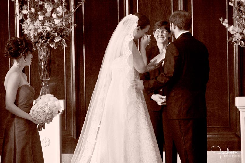 bride crying at wedding