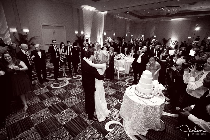 bride and groom and wedding cake