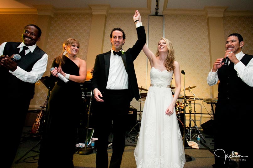 bride and groom on stage