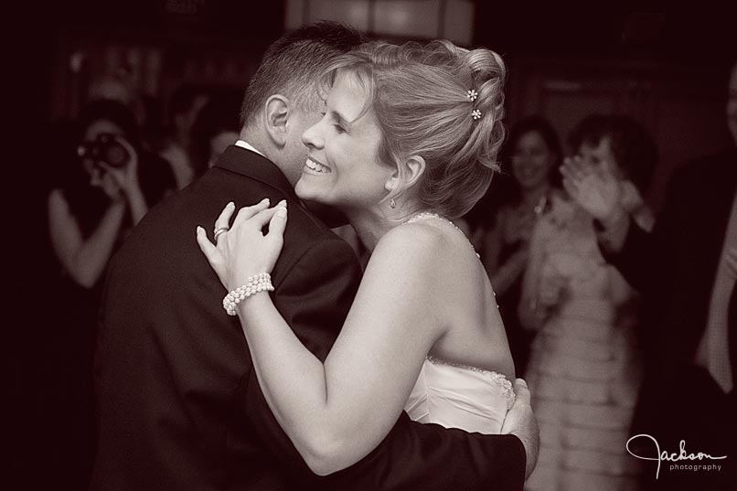 bride and groom dancing