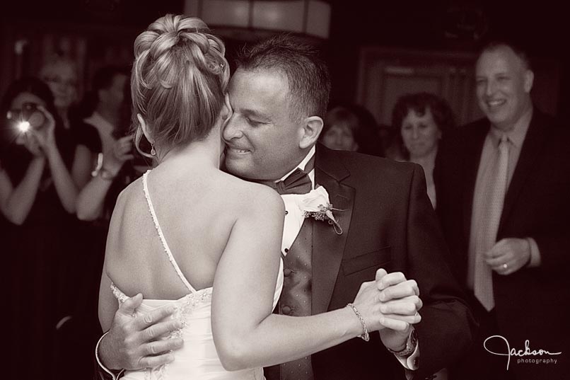 bride and groom dancing