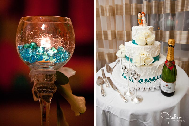 blue candle flinstone wedding cake