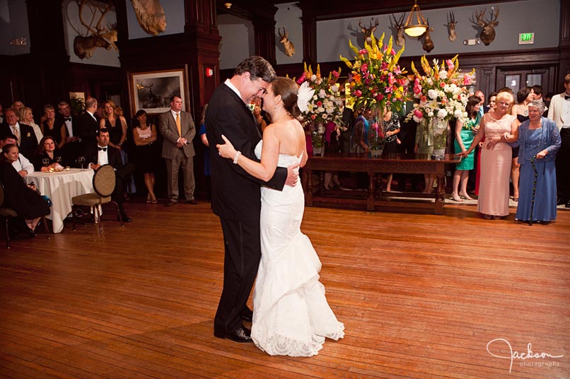 bride and groom dancing