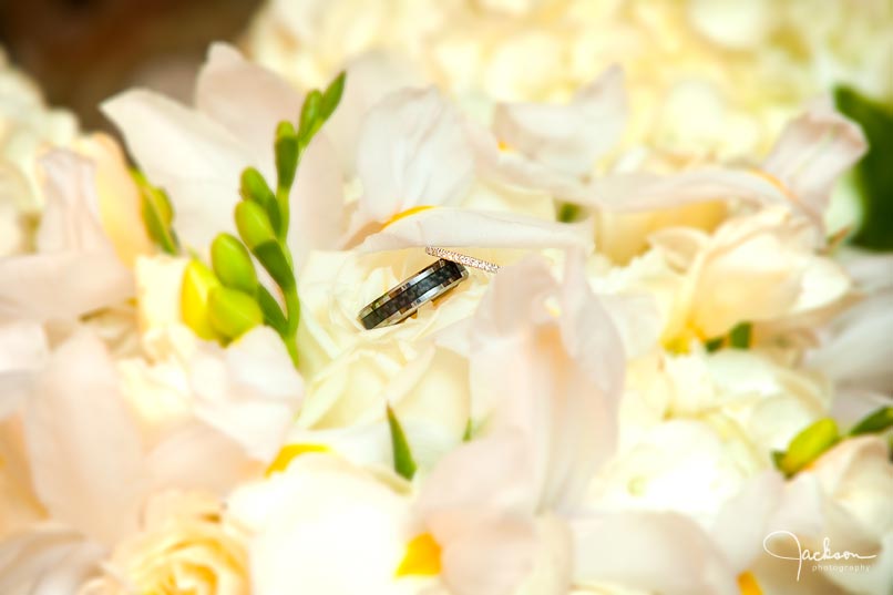 Wedding rings in flowers