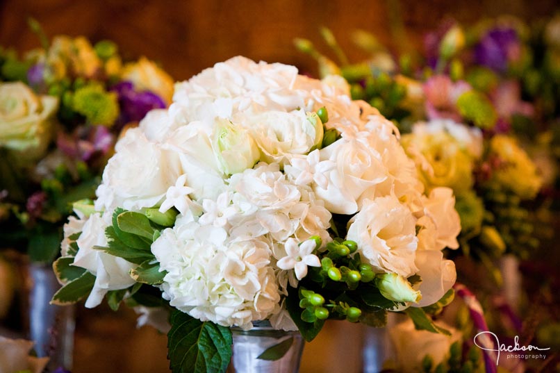 white and purple flower bouquet