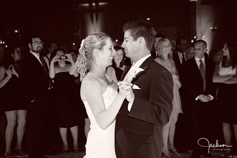 bride and groom dancing