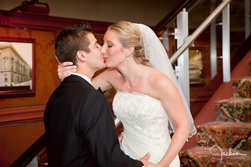 bride kissing groom