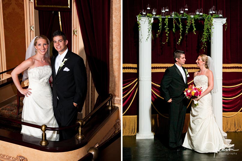 bride and groom on stage