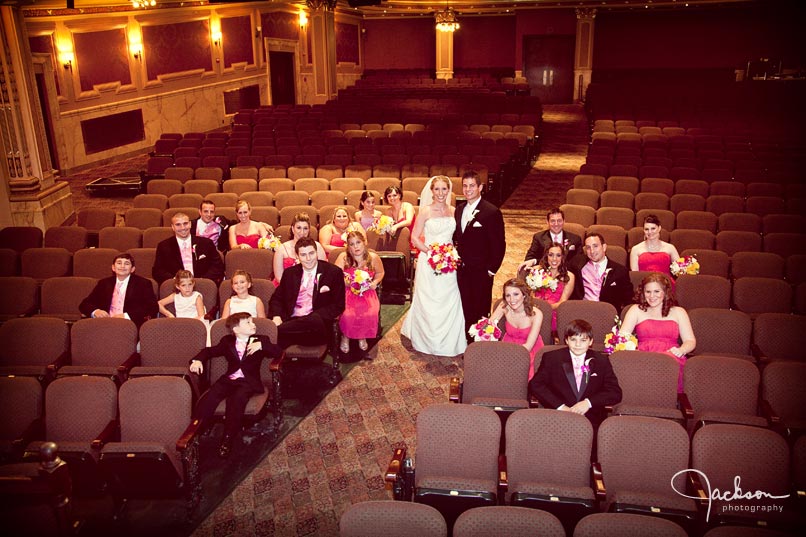 bridal party in theater seats