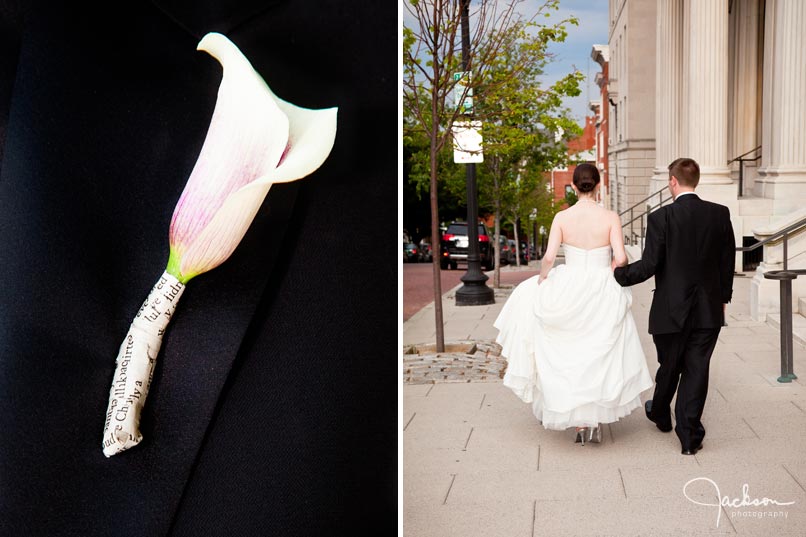 boutonniere wrapped in book page