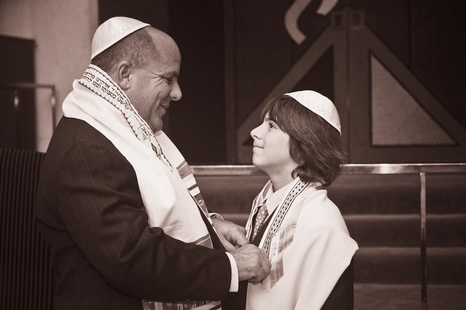 father and son at synagogue