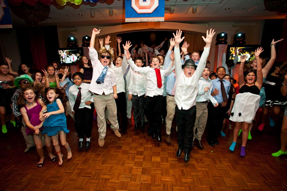 family dancing at mitzvah party