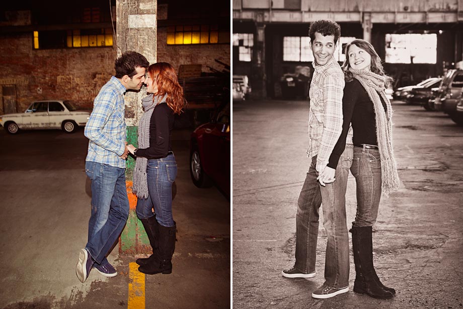 couple posing in old mill