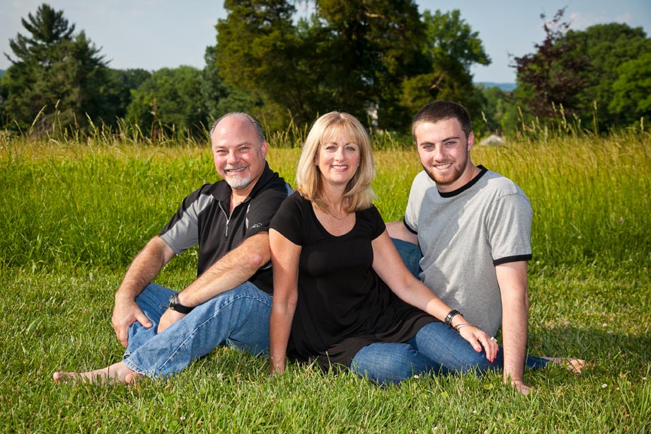 family portrait lying in grass