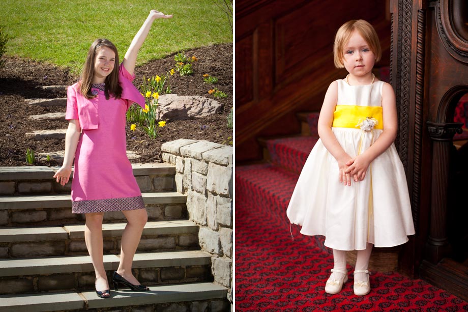 little girl portrait by the stairs