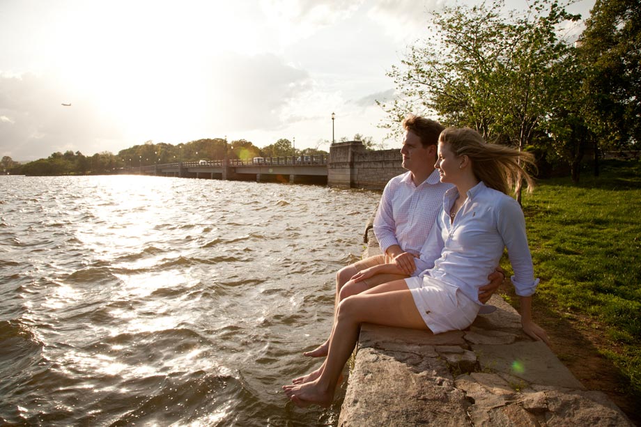 couple sitting by potomac river