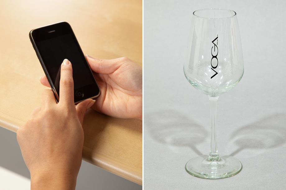 smart phone and wine glass