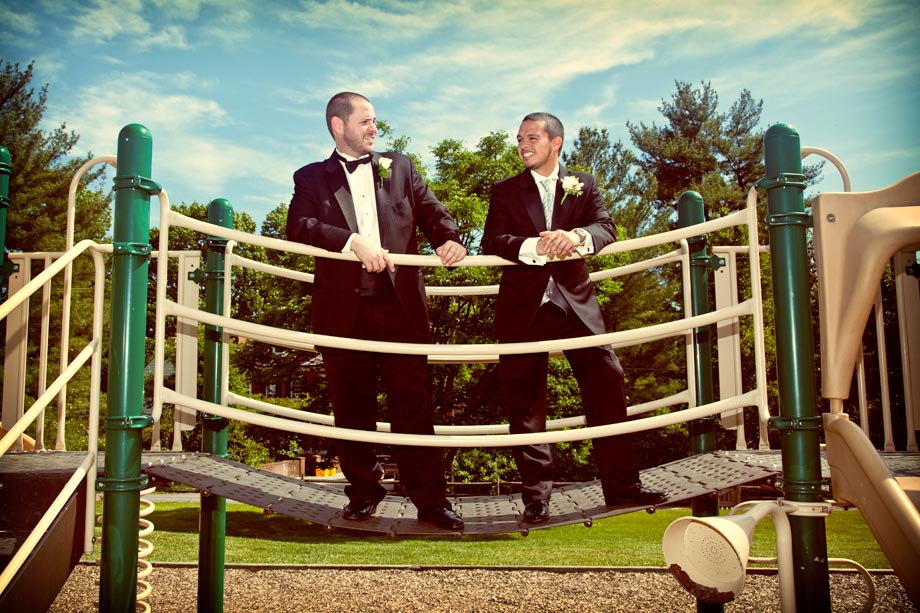groomsmen on playground