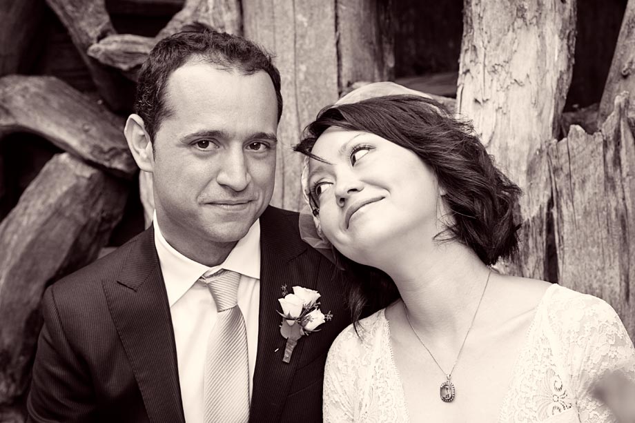 bride leaning her head on grooms shoulder