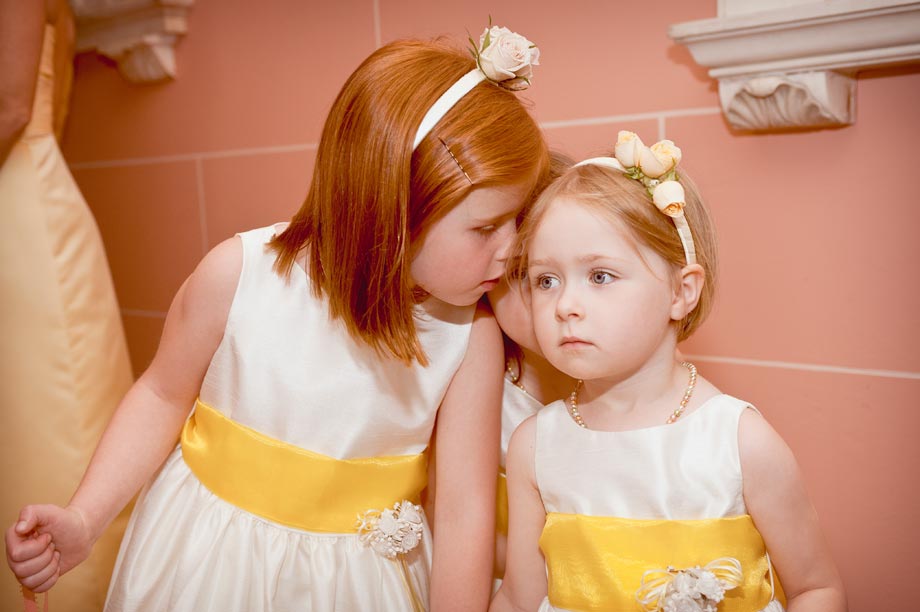 flower girls in white and yellow