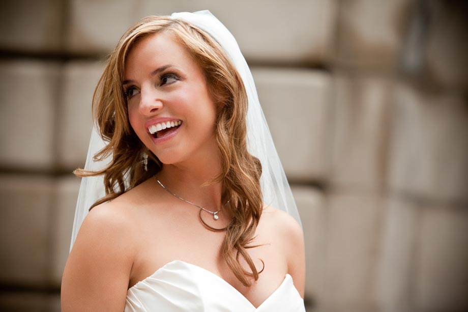 close up of bride smiling
