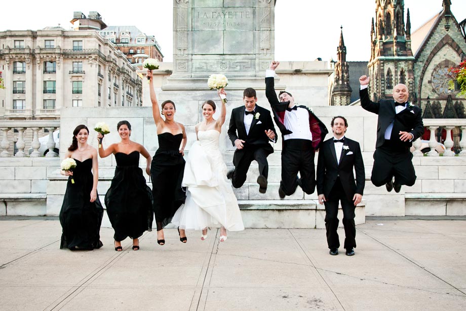 bridal party jumping in mount vernon