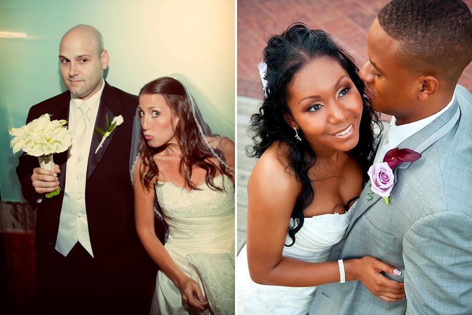 bride and groom posing