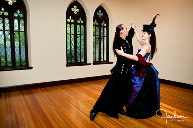 Gothic Bride and Groom dancing at Chase Court