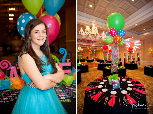 Mitzvah table set up at Suburban Club