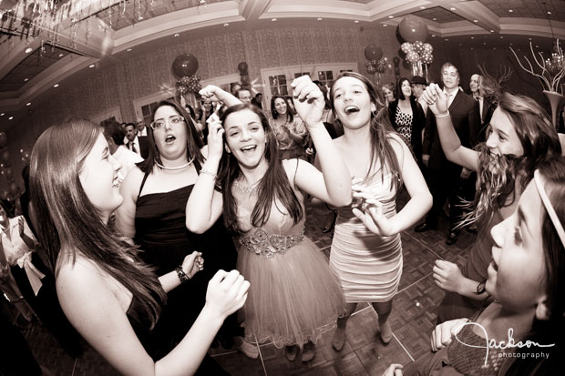 girls dancing at mitzvah party