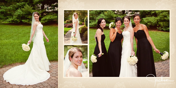 Bride posing with bridesmaids