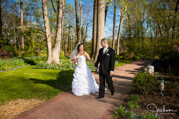 bride and groom walking