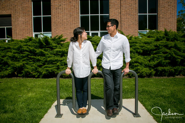 couple on bike rack