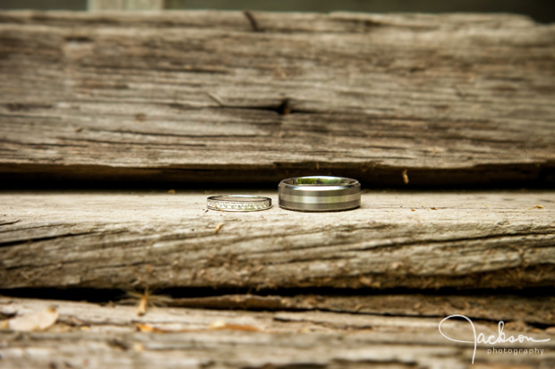 wedding rings on wood