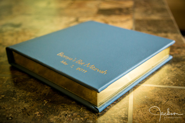 blue leather wedding album