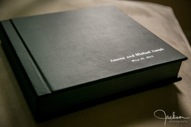 black leather wedding album