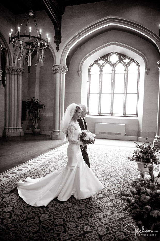 bride and father walking down the aisle